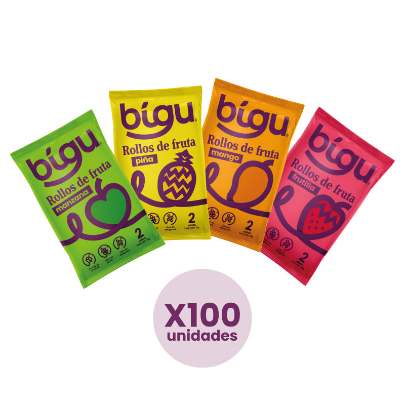 Pack 100 unidades Rollos de Fruta Mix